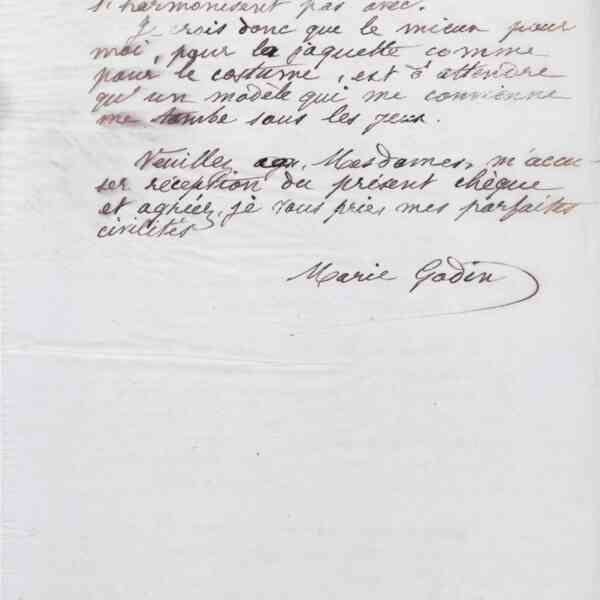 Marie Moret à Piat sœurs, 4 avril 1887