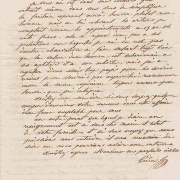 Jean-Baptiste André Godin à monsieur Lecareux, 22 février 1863