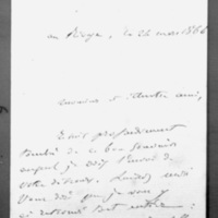 Au Rivage, le 24 mars 1866, le comte de Gasparin à François Guizot