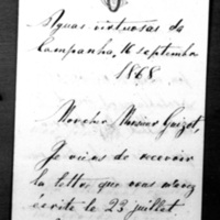 Aguas virtuosas da Campanha, le 16 septembre 1868, Gaston d&#039;Orléans à François Guizot
