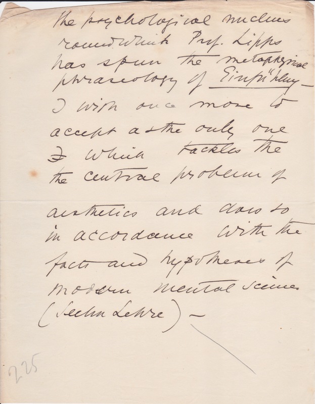 Manuscript on Aesthetic Einfühlung, Innere Nachahmung, Etc. Manuscript on Aesthetic Einfühlung, Innere Nachahmung, Etc.