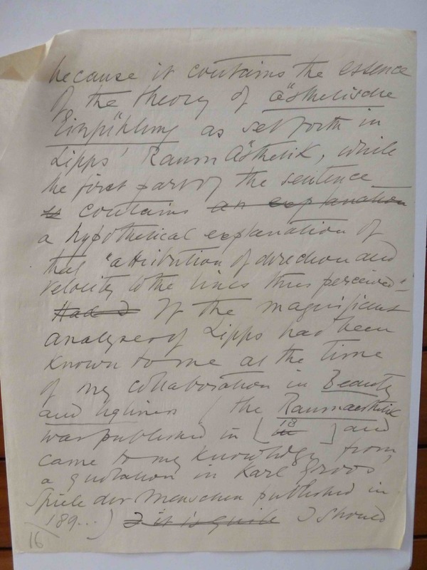 Manuscript on Aesthetic Einfühlung, Innere Nachahmung, Etc. Manuscript on Aesthetic Einfühlung, Innere Nachahmung, Etc.