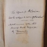 The Legend of Hilarion, manuscrit, page de titre