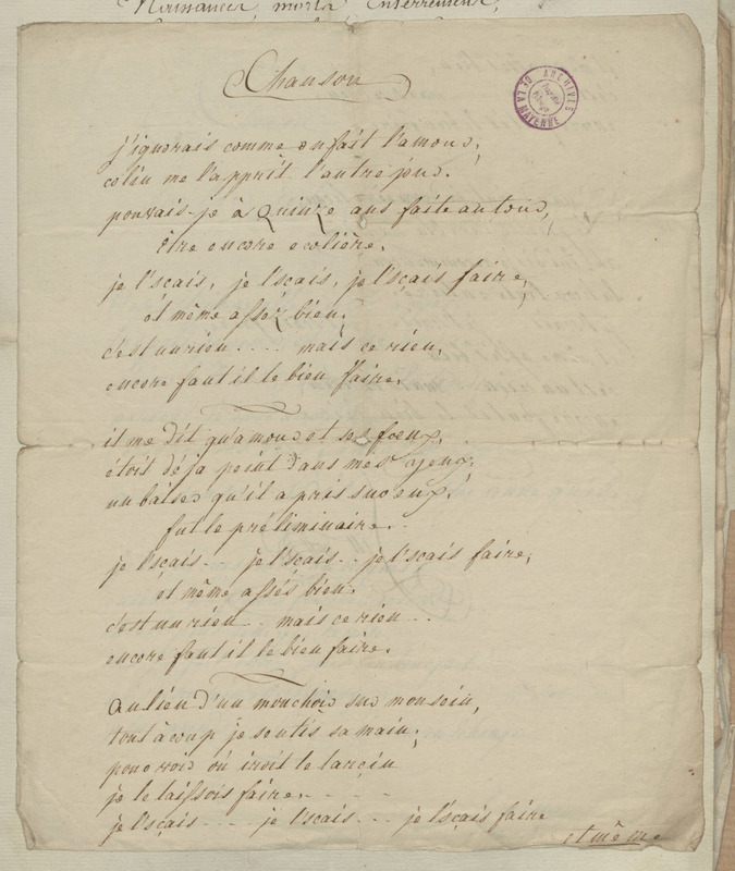 Chanson [J'ignorais comme on fait l'amour...], folio 9_droite