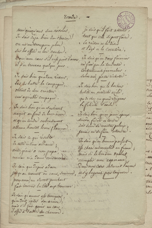 Ronde [Mes quinze ans sont révolus...], folio 12_droite