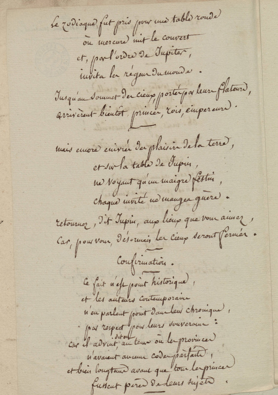 Le dîner de Jupiter. Divertissement musical, folio 41_gauche Le dîner de Jupiter. Divertissement musical, folio 41_gauche