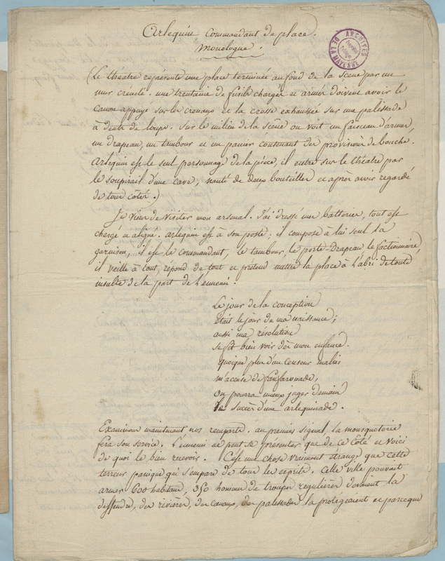 Arlequin, commandant de place, folio 17_A Arlequin, commandant de place, folio 17_A
