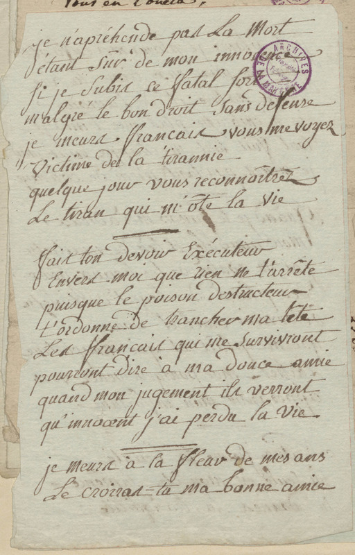 [Je ne vivrai plus sur son sein...], folio 67_droite