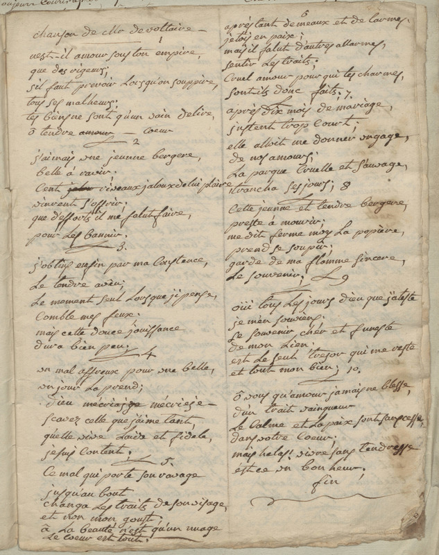 Chanson de M. de Voltaire, folio 35_droite Chanson de M. de Voltaire, folio 35_droite