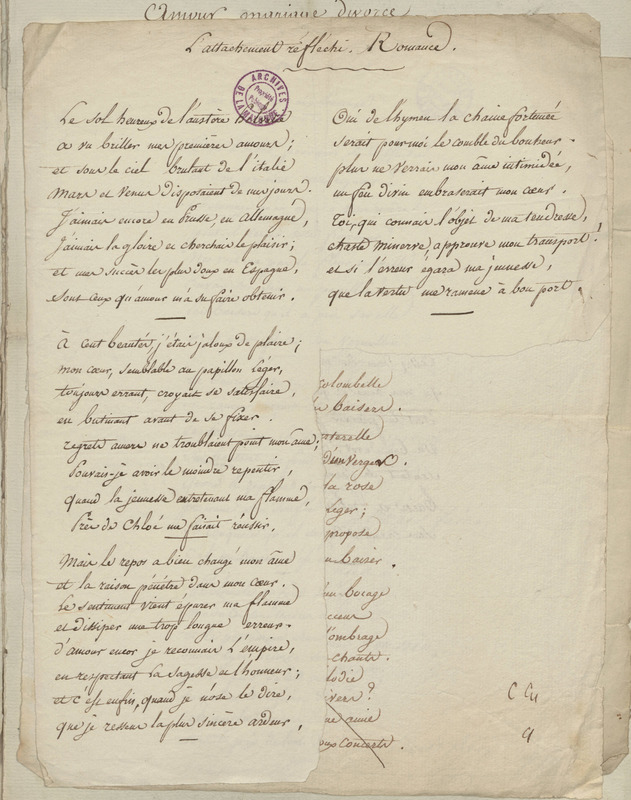 L'Attachement réfléchi. Romance., folio 7_droite L'Attachement réfléchi. Romance., folio 7_droite