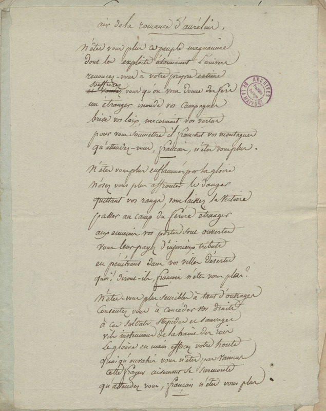 Air de la romance d'Aurélius, folio 18_droite