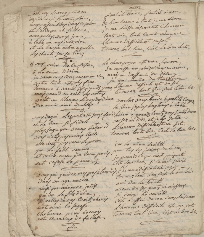 Chanson de M. de Voltaire, folio 36_gauche Chanson de M. de Voltaire, folio 36_gauche