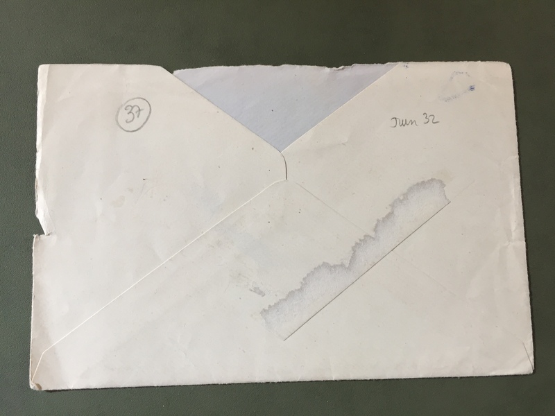Verso enveloppe - Lettre du 4 juin 1932 de Madeleine Pelletier à Arria Ly