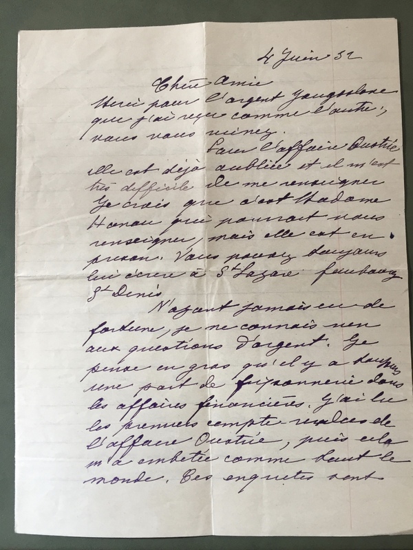 p. 1/4 - Lettre du 4 juin 1932 de Madeleine Pelletier à Arria Ly