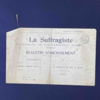 Bulletin d'abonnement à la revue "La Suffagiste"