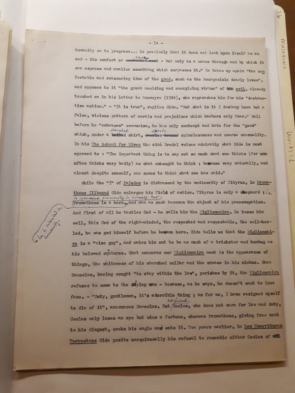 Le Sens de la rébellion dans l'œuvre de Gide , 1945 Le Sens de la rébellion dans l'œuvre de Gide , 1945