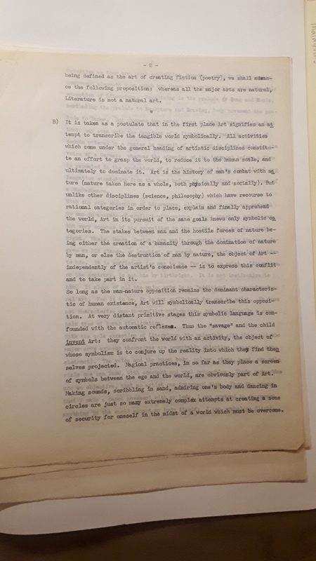 Essay on the Nature and the Becoming of Art, sans date Essay on the Nature and the Becoming of Art, sans date