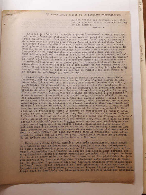 Le Nommé Louis Aragon ou le patriote professionnel, 1945 Le Nommé Louis Aragon ou le patriote professionnel, 1945