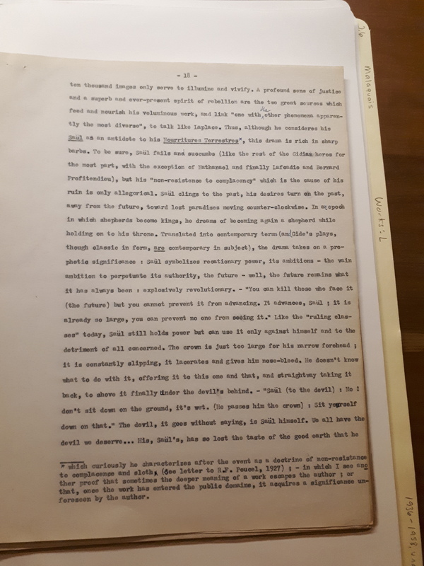 Le Sens de la rébellion dans l'œuvre de Gide , 1945 Le Sens de la rébellion dans l'œuvre de Gide , 1945