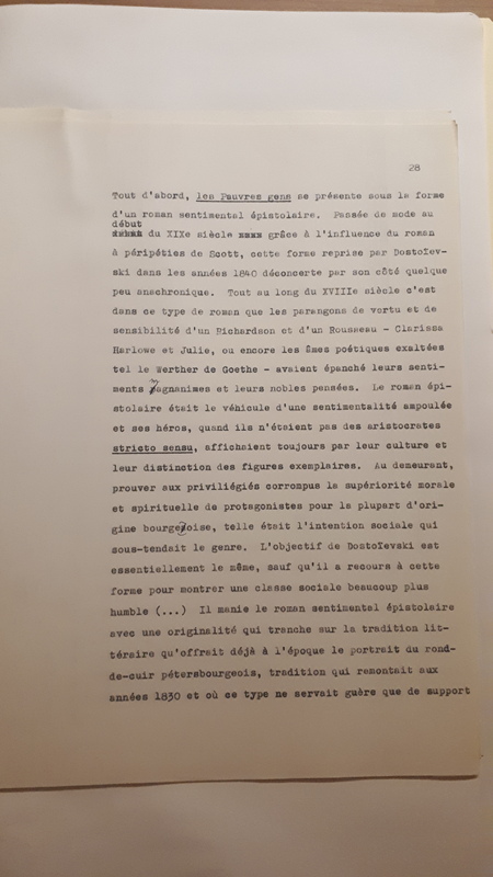 Tapuscrit de la présentation de <em>Joseph Frank, Dostoïevski, les germes de la révolte, 1821-1849 </em>(1981) Tapuscrit de la présentation de <em>Joseph Frank, Dostoïevski, les germes de la révolte, 1821-1849 </em>(1981)