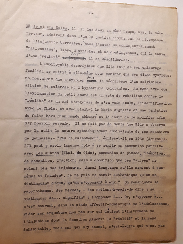 Le Sens de la rébellion dans l'œuvre de Gide , 1945 Le Sens de la rébellion dans l'œuvre de Gide , 1945