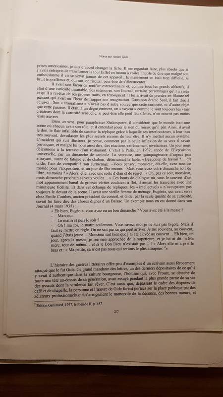 Notes sur André Gide Notes sur André Gide