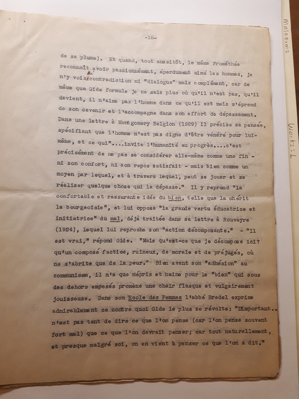 Le Sens de la rébellion dans l'œuvre de Gide , 1945 Le Sens de la rébellion dans l'œuvre de Gide , 1945