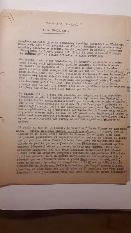 « A. M. Petitjean », Clef (Paris), 1939.