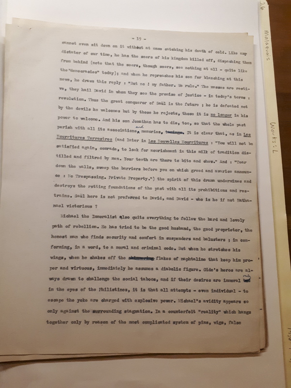 Le Sens de la rébellion dans l'œuvre de Gide , 1945 Le Sens de la rébellion dans l'œuvre de Gide , 1945
