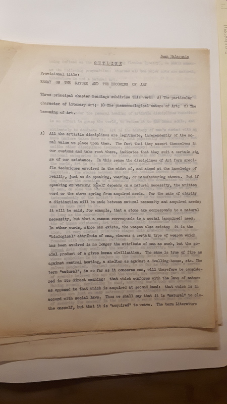 Essay on the Nature and the Becoming of Art, sans date Essay on the Nature and the Becoming of Art, sans date