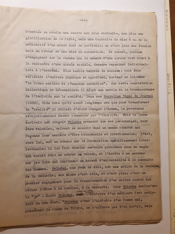 Le Sens de la rébellion dans l'œuvre de Gide , 1945 Le Sens de la rébellion dans l'œuvre de Gide , 1945