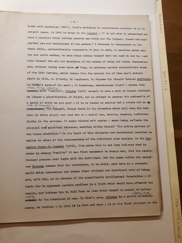 Le Sens de la rébellion dans l'œuvre de Gide , 1945 Le Sens de la rébellion dans l'œuvre de Gide , 1945