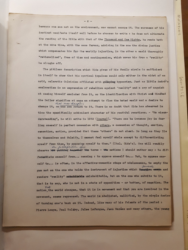 Le Sens de la rébellion dans l'œuvre de Gide , 1945 Le Sens de la rébellion dans l'œuvre de Gide , 1945