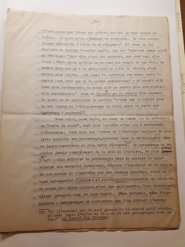 Le Sens de la rébellion dans l'œuvre de Gide , 1945 Le Sens de la rébellion dans l'œuvre de Gide , 1945