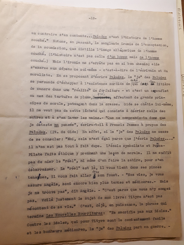 Le Sens de la rébellion dans l'œuvre de Gide , 1945 Le Sens de la rébellion dans l'œuvre de Gide , 1945