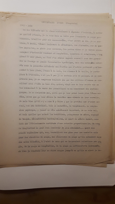 Dictionnaire intime. Fragments (1943) Dictionnaire intime. Fragments (1943)