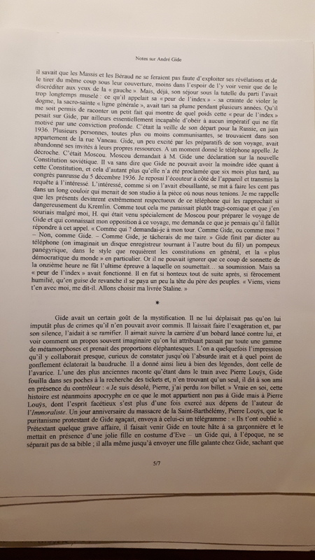 Notes sur André Gide Notes sur André Gide