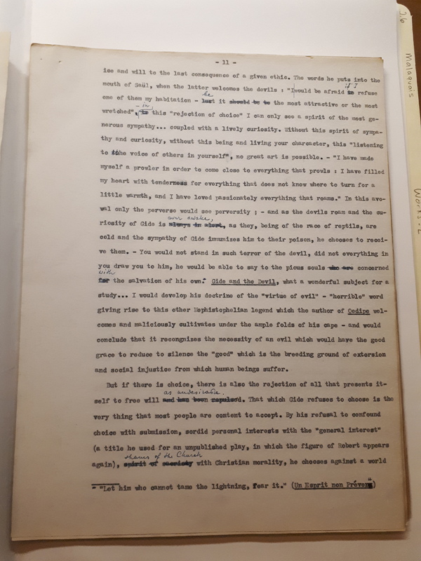 Le Sens de la rébellion dans l'œuvre de Gide , 1945 Le Sens de la rébellion dans l'œuvre de Gide , 1945
