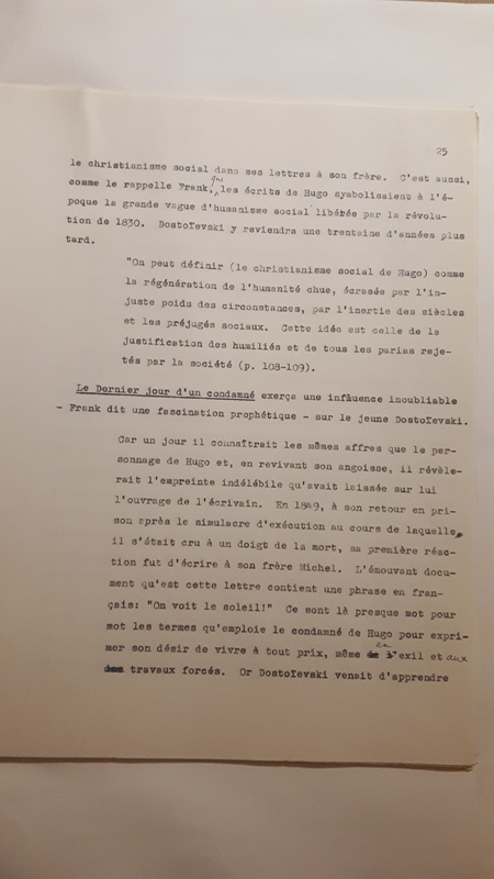 Tapuscrit de la présentation de <em>Joseph Frank, Dostoïevski, les germes de la révolte, 1821-1849 </em>(1981) Tapuscrit de la présentation de <em>Joseph Frank, Dostoïevski, les germes de la révolte, 1821-1849 </em>(1981)