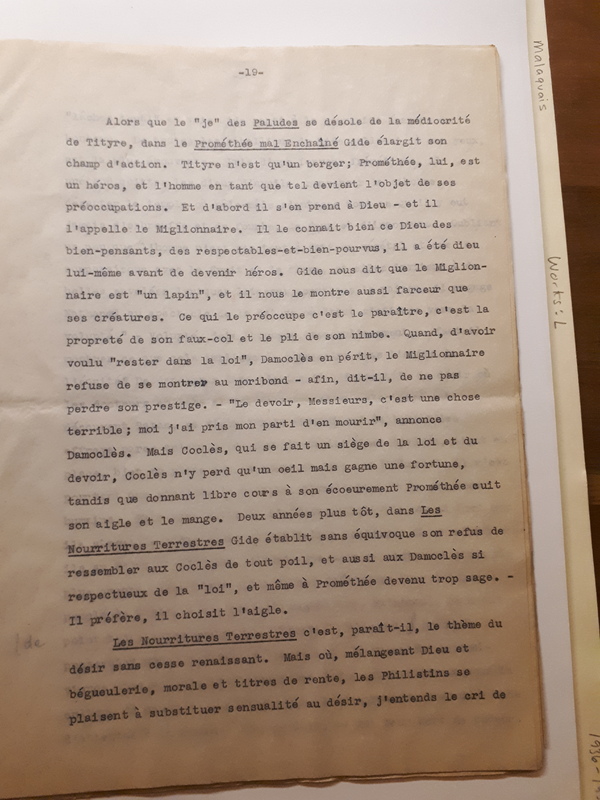 Le Sens de la rébellion dans l'œuvre de Gide , 1945 Le Sens de la rébellion dans l'œuvre de Gide , 1945