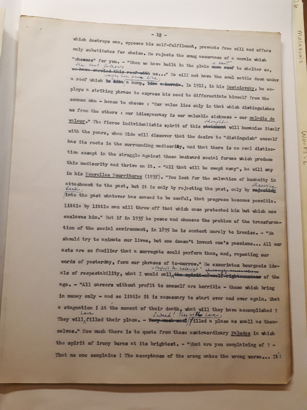 Le Sens de la rébellion dans l'œuvre de Gide , 1945 Le Sens de la rébellion dans l'œuvre de Gide , 1945