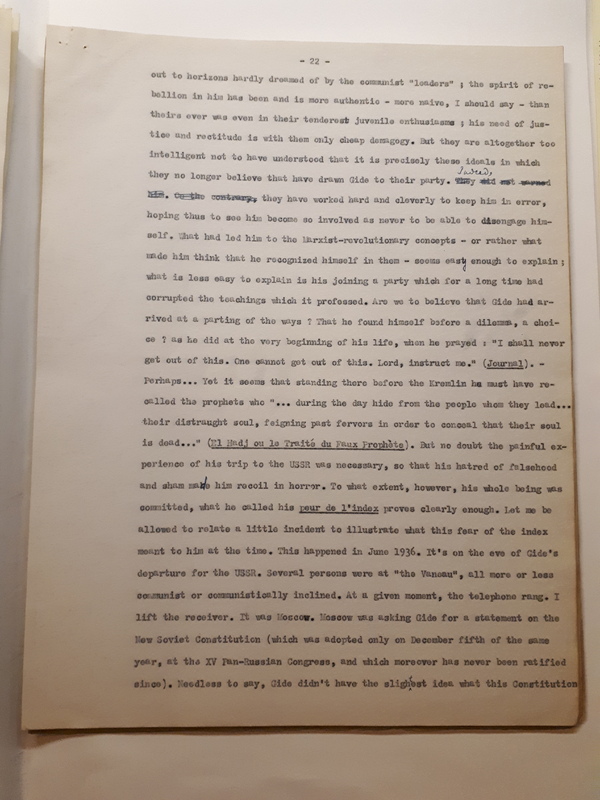 Le Sens de la rébellion dans l'œuvre de Gide , 1945 Le Sens de la rébellion dans l'œuvre de Gide , 1945
