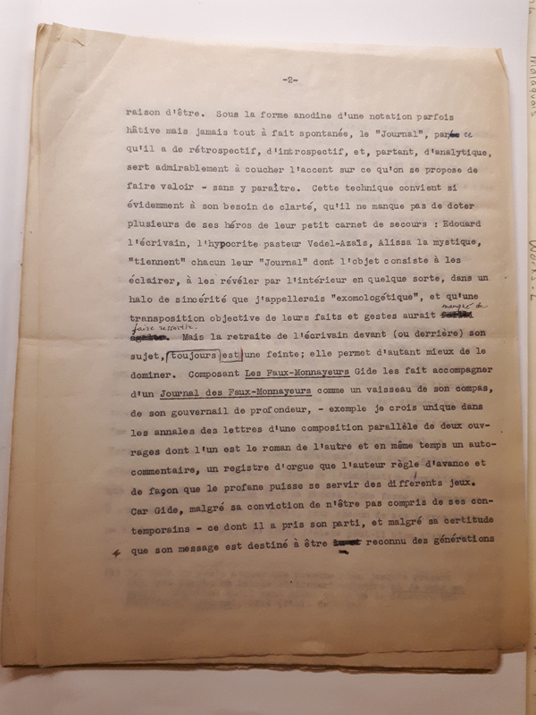 Le Sens de la rébellion dans l'œuvre de Gide , 1945 Le Sens de la rébellion dans l'œuvre de Gide , 1945