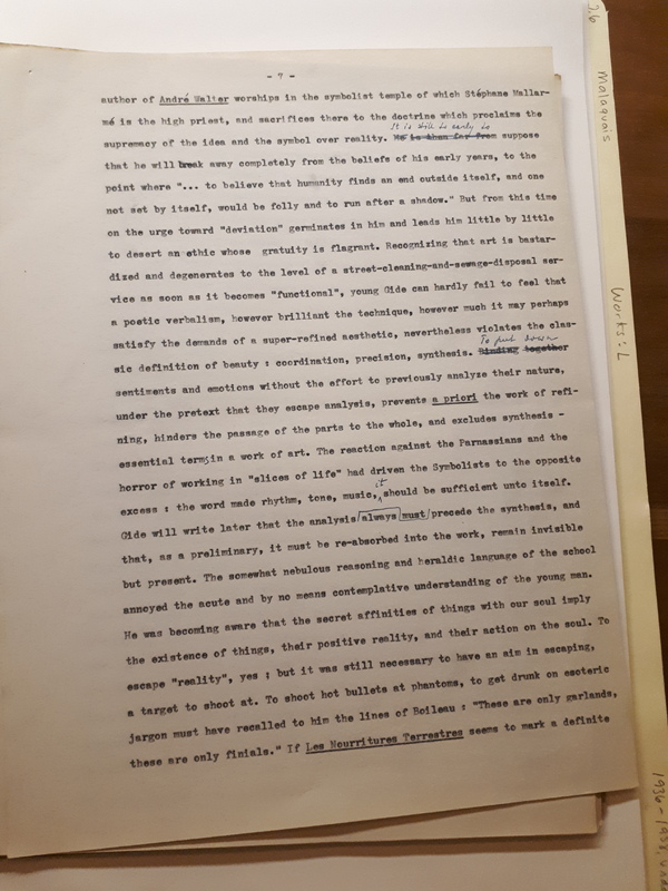 Le Sens de la rébellion dans l'œuvre de Gide , 1945 Le Sens de la rébellion dans l'œuvre de Gide , 1945