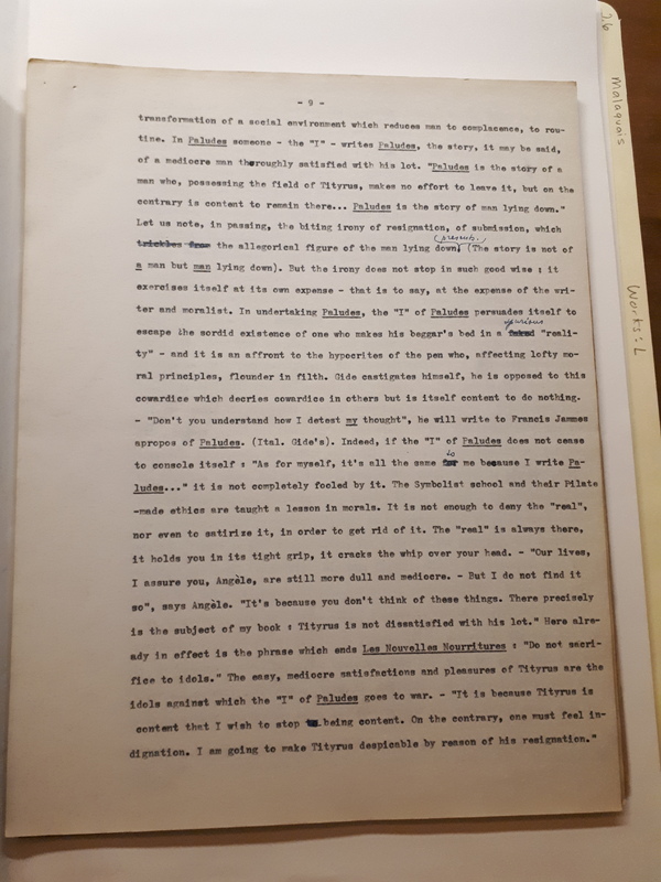 Le Sens de la rébellion dans l'œuvre de Gide , 1945 Le Sens de la rébellion dans l'œuvre de Gide , 1945