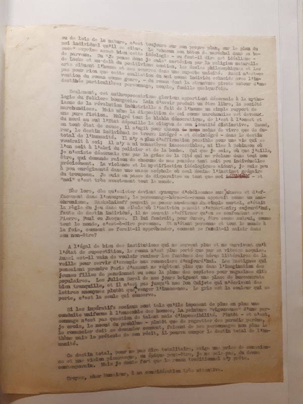 Letter to Alejandro Lasser (1954) Letter to Alejandro Lasser (1954)
