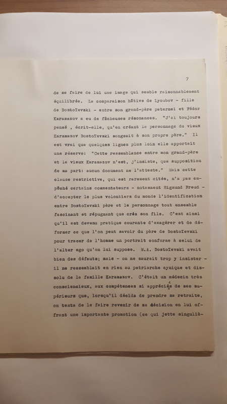 Tapuscrit de la présentation de <em>Joseph Frank, Dostoïevski, les germes de la révolte, 1821-1849 </em>(1981) Tapuscrit de la présentation de <em>Joseph Frank, Dostoïevski, les germes de la révolte, 1821-1849 </em>(1981)