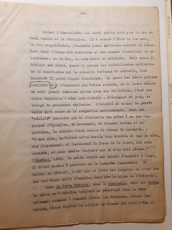 Le Sens de la rébellion dans l'œuvre de Gide , 1945 Le Sens de la rébellion dans l'œuvre de Gide , 1945