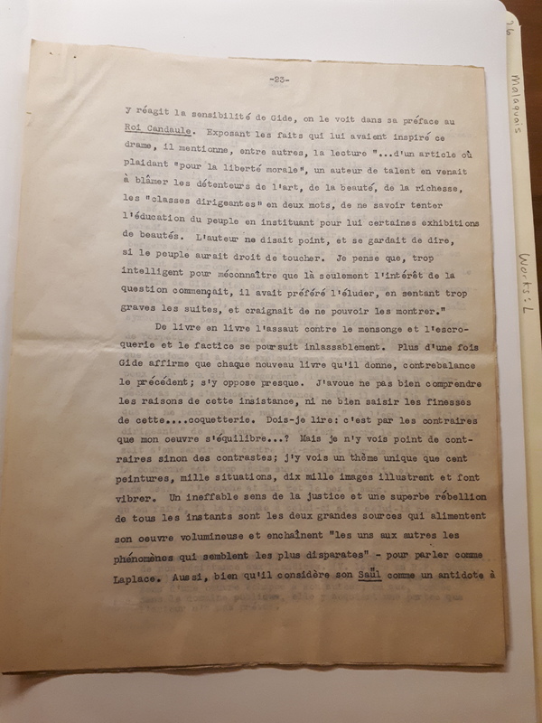 Le Sens de la rébellion dans l'œuvre de Gide , 1945 Le Sens de la rébellion dans l'œuvre de Gide , 1945