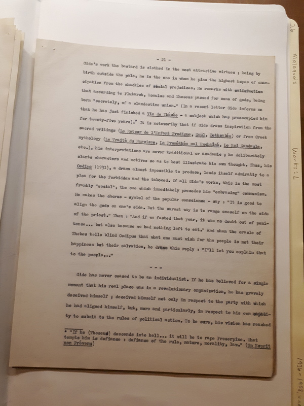 Le Sens de la rébellion dans l'œuvre de Gide , 1945 Le Sens de la rébellion dans l'œuvre de Gide , 1945